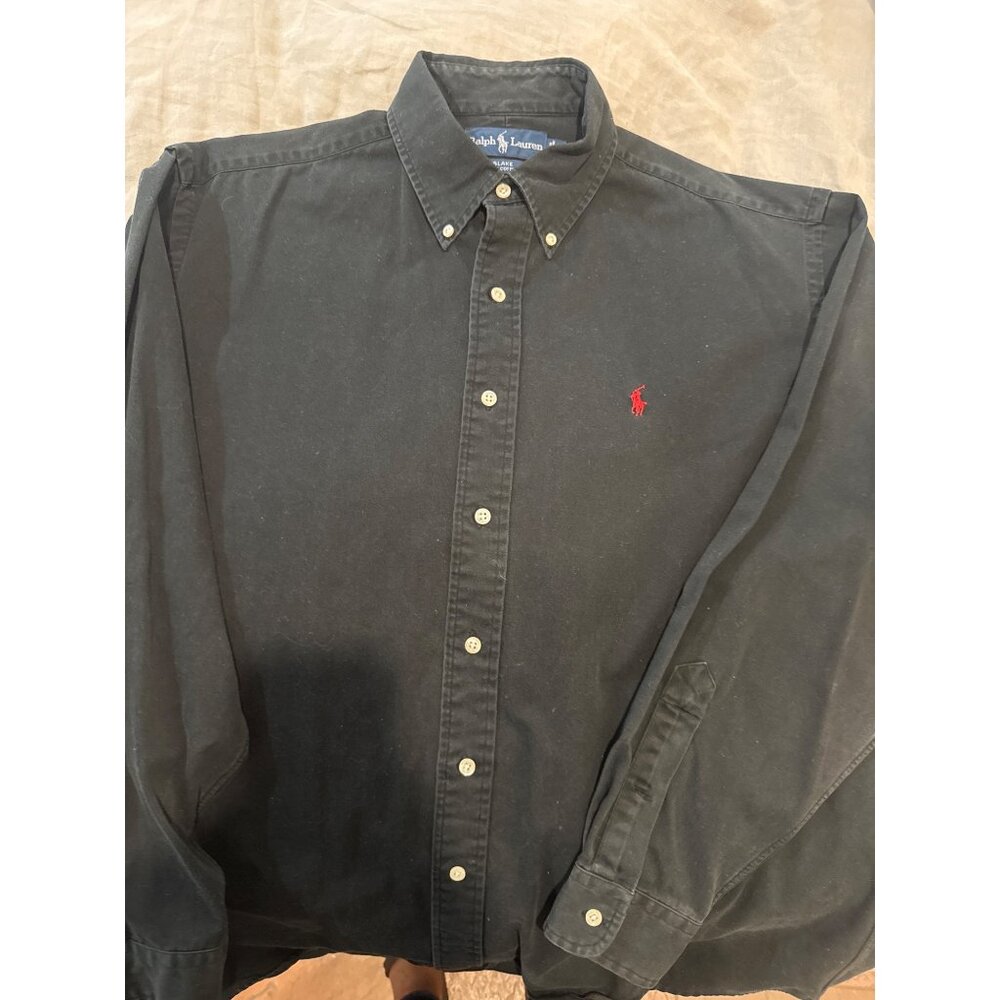 Ralph Lauren Button-Up Shirt L Men's Blake 100% Cotton Polo Logo Red horse